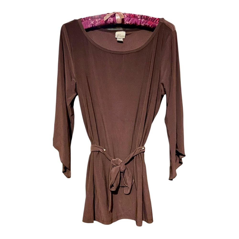 Vintage 2000s Y2K Venezia Chic Brown Tie-Waist Women’s Top Plus Size 14/16